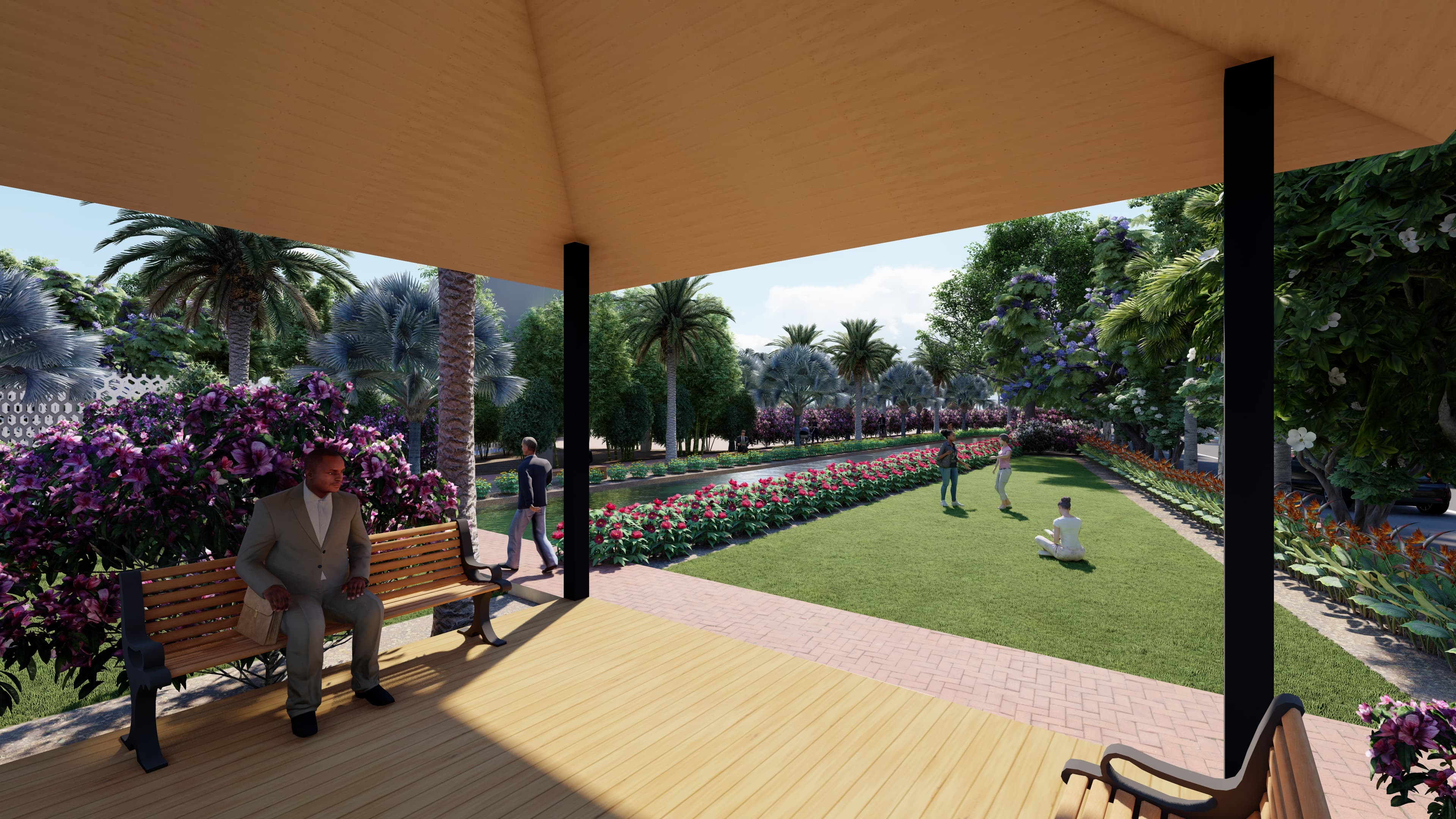 View from the pavilion overlooking the park